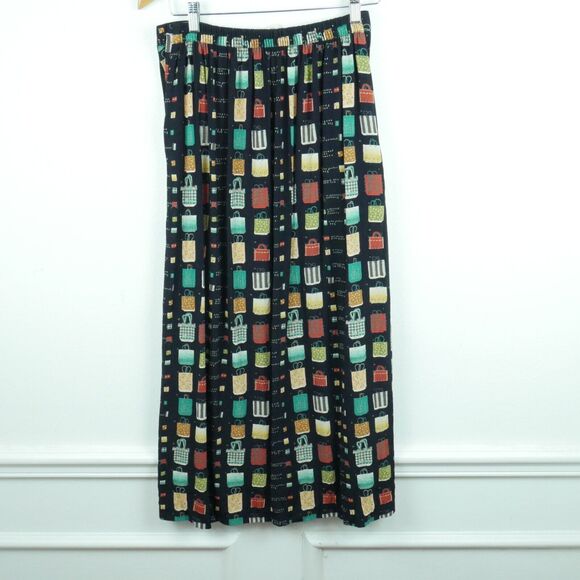 Vintage Medium Skirt Midi Y2K Novelty Print Boho Whimsigoth Artsy Maximalist - Picture 8 of 8